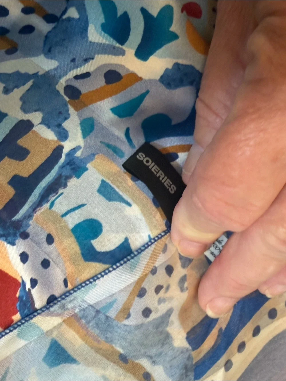 Brochier Soieres Silk Geometric Design Scarf in Blue and Gold